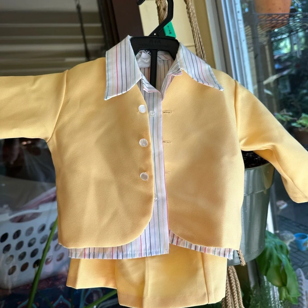 Yellow Kids Matching Set with Striped Shirt
